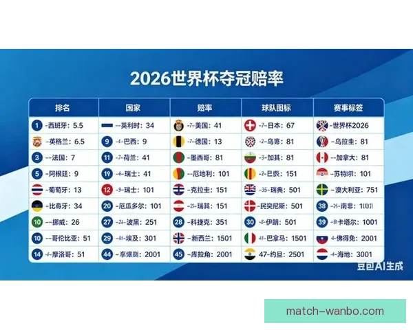 2026世界杯最新投注赔率全面解析热门球队夺冠前景预测